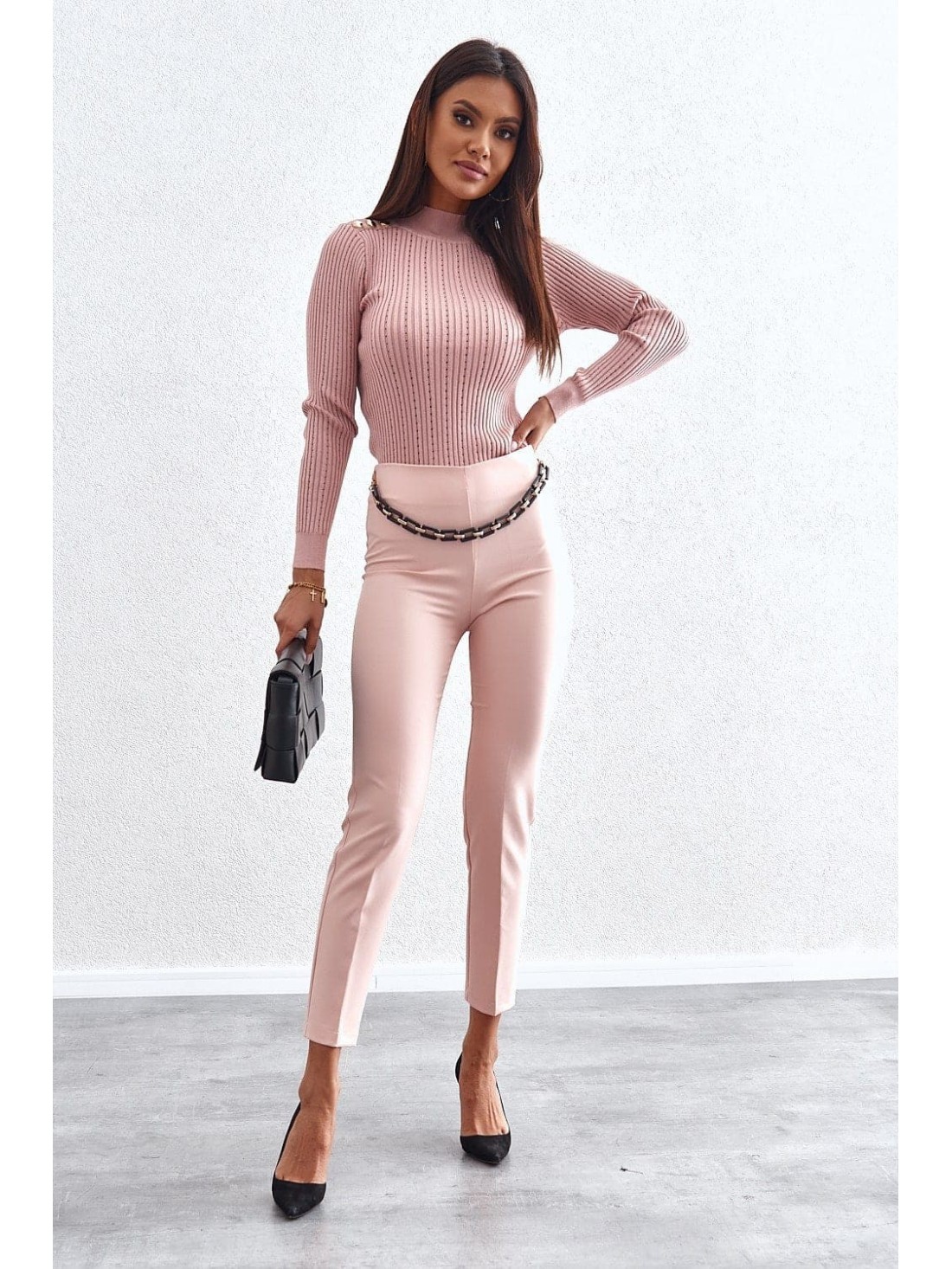 Elegant, powder-colored trousers 5015 - Online store - Boutique